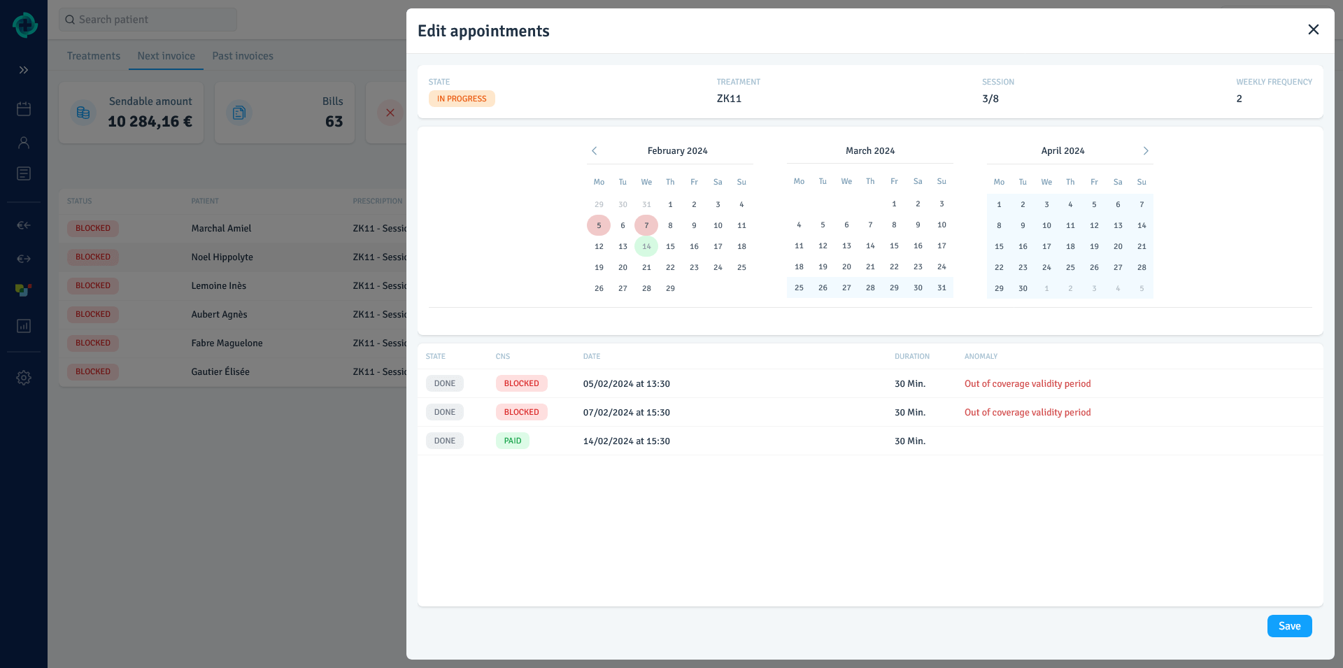 logicare CNS facturation errors